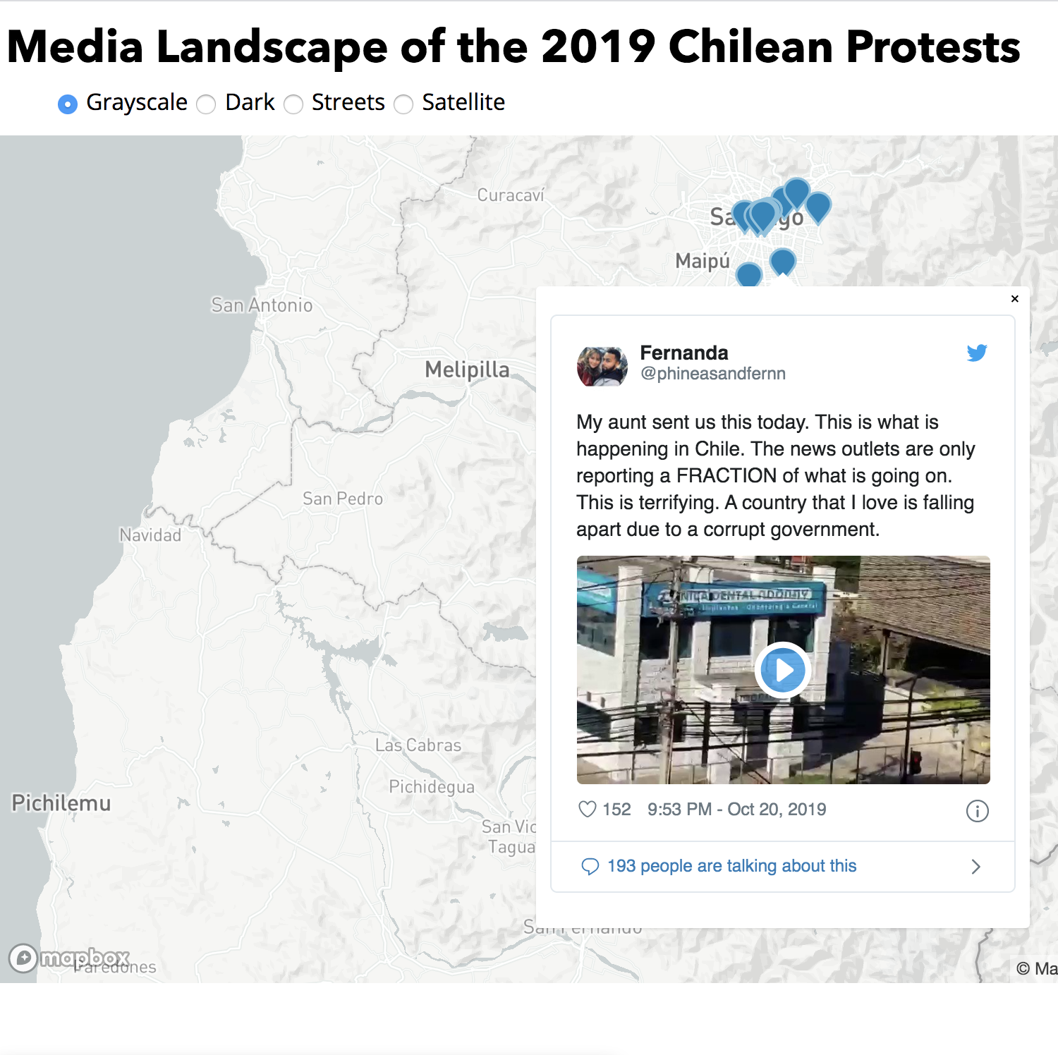 Chile Protests Map